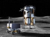 Illustration: VIPER rover and Blue Moon MK1 lunar lander on moon's surface